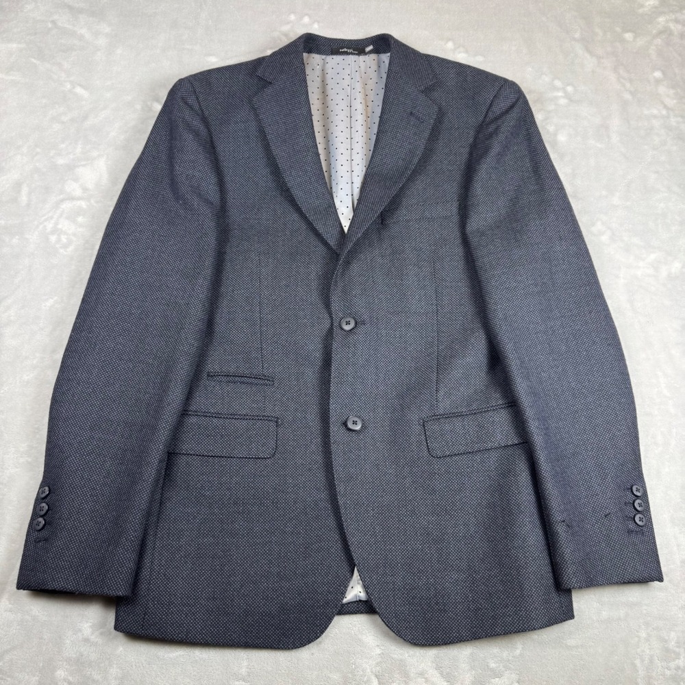 Luciano Natuzzi Warsted Wool‎ Canali 160S Mens 36R Modern Fit Blue Tweed NWOT